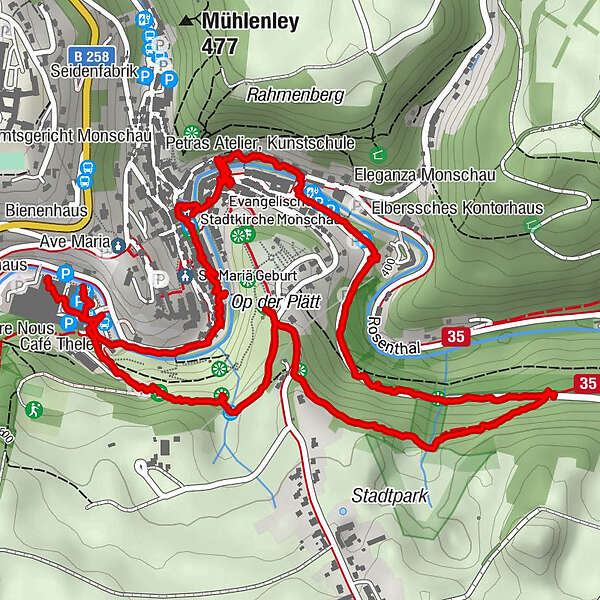 Im Projekt LL2Rom Karte zur Wanderung. Das ist die Vorberietungswanderung 2 der Wanderung von Erkelenz nach Rom. Mit der Wanderung sammelt Lüngen Spenden für Dogscan-Testpakete - Lungenkrebsprävention mit speziell ausgebildeten Hunden.